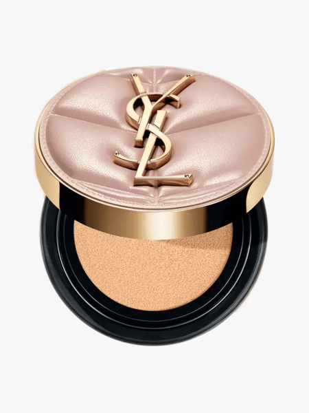 Yves Saint Laurent Skin Affair Soft Glow Cushion Foundation in branded component on a light gray background