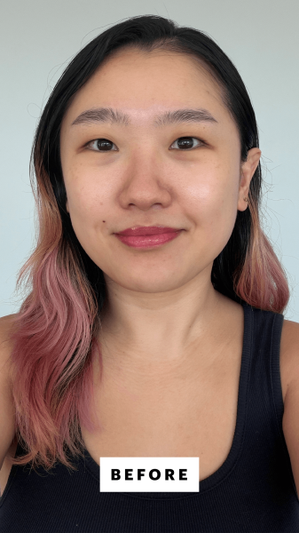 A selfie of Allure commerce editor Sarah Han before applying the Espoir Be Velvet Cushion in 23 Beige