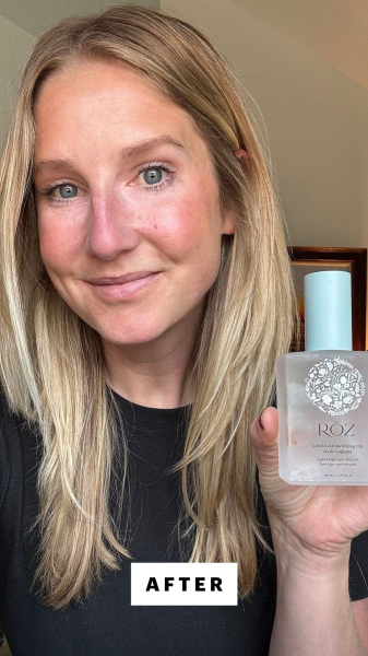 Allure director of partnerships Meg Kernahan after applying the Roz Santa Lucia Styling Oil